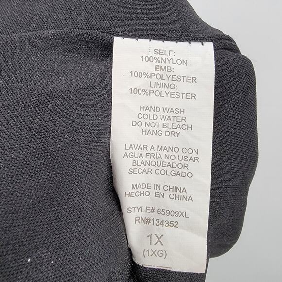 Forever 21+ Crop Top Womens 1X Off the Shoulder Black Floral Embroidered Boho - Picture 9 of 10